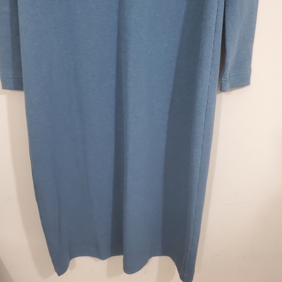 Peruvian Connection Waffle Henley Maxi Dress Steel Blue Casual NWT Size Large - Picture 8 of 10